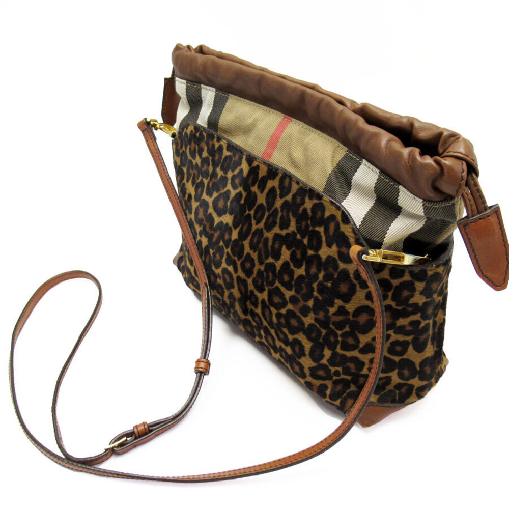 Burberry pony leather brown bag canvas shoulder - Picture 1 of 4